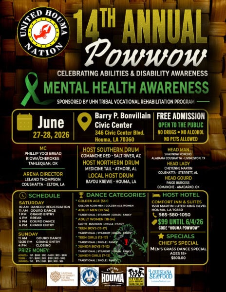 United Houma Nation 14th Annual Celebrating Abilities/Disabilities Awareness Pow Wow 2026