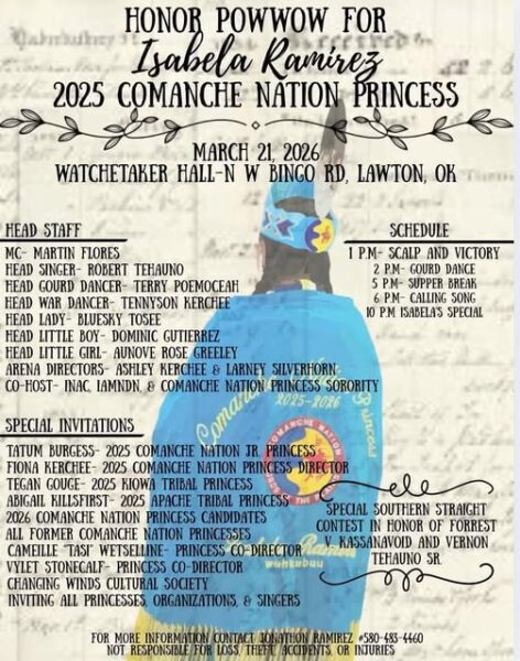 Honor Pow Wow for Isabela Ramirez 2025 Comanche Nation Princess