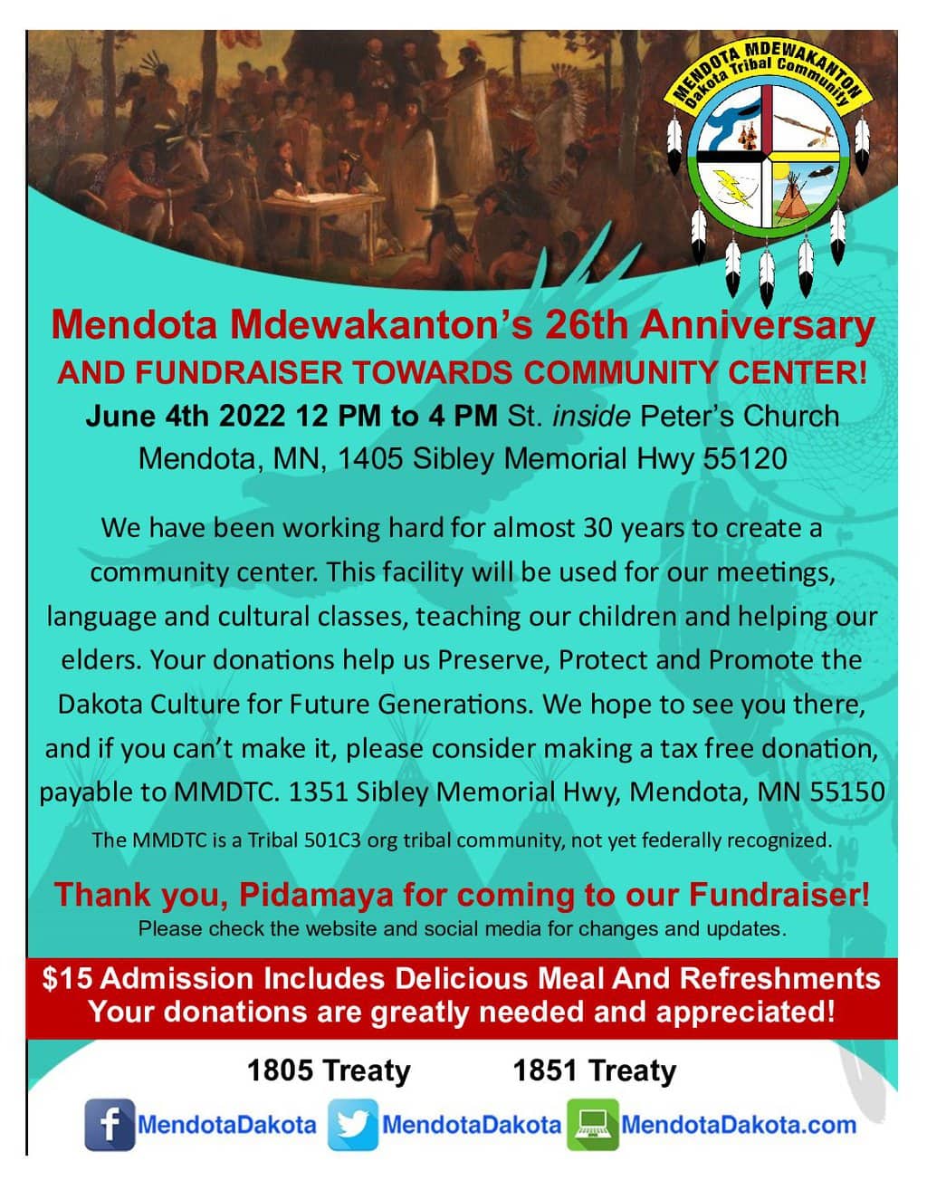Mendota Mdewakanton's 26th Anniversary and Fundraiser