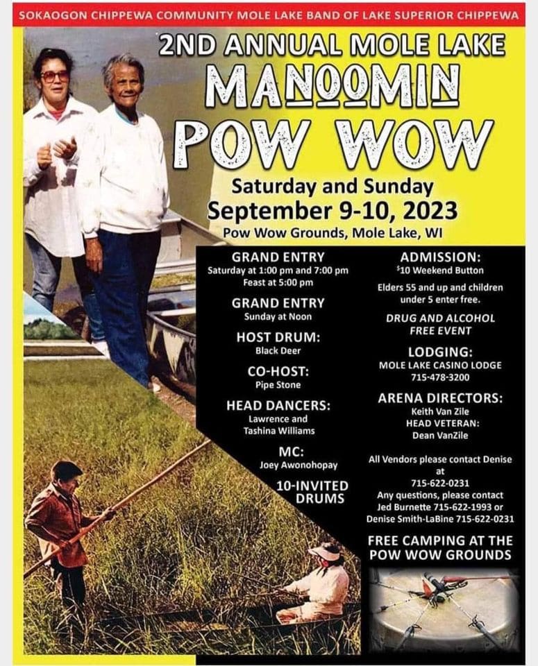 2nd Annual Mole Lake Manoomin Pow Wow 2023