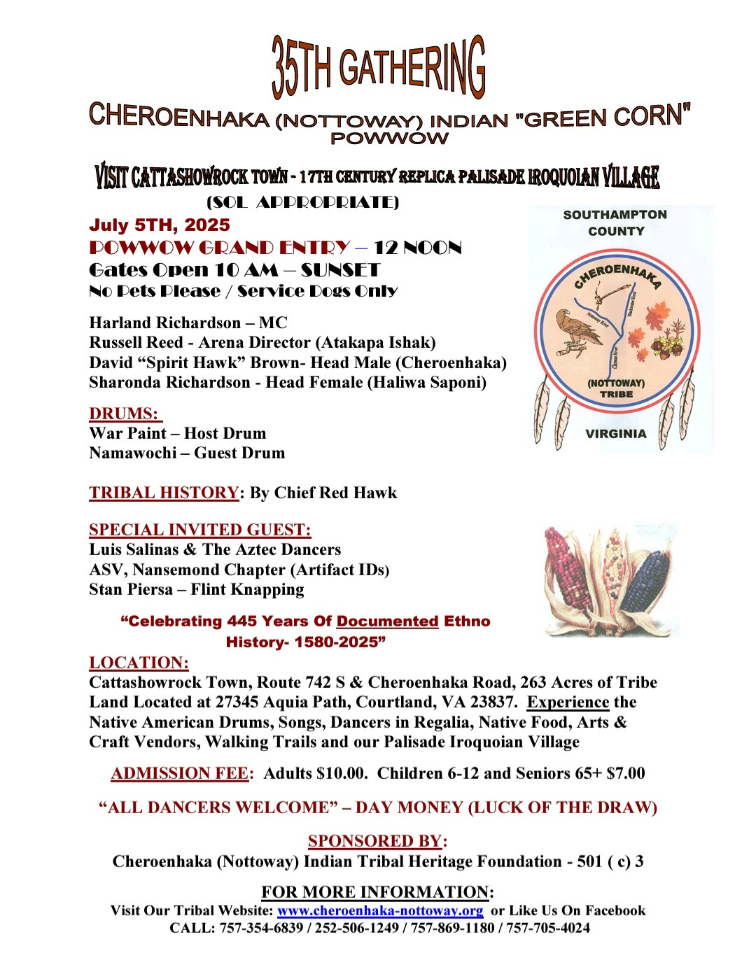 Cheroenhaka (Nottoway) Indian 35th "Green Corn" Pow Wow 2025