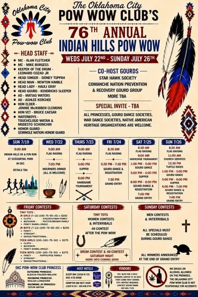 OKC Pow Wow Club 76th Annual Indian Hills Pow Wow 2026