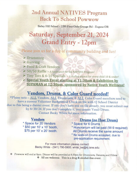 2nd Annual NATIVES Program Back to School Pow Wow 2024