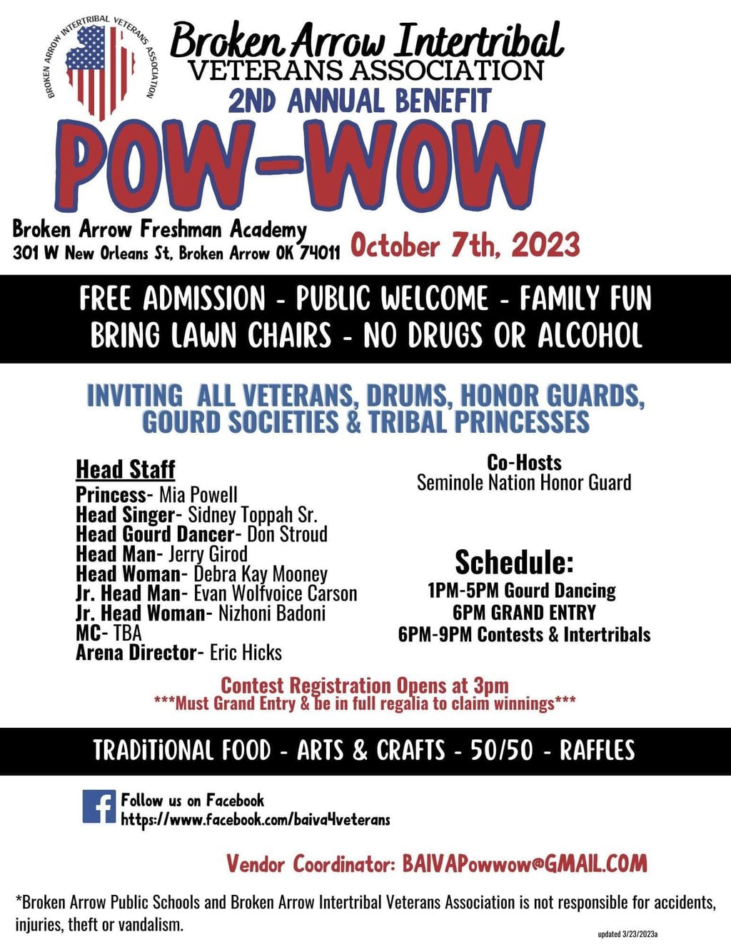 Broken Arrow Intertribal Veterans Association 2nd Annual Benefit Pow Wow 2023