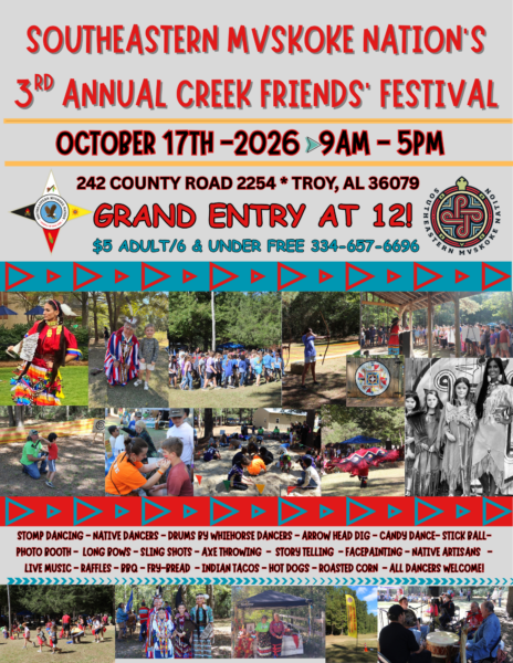 Southeastern Mvskoke Nation 3rd Annual Creek Friend’s Festival 2026