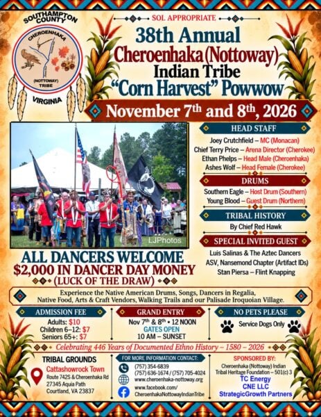 38th Annual Cheroenhaka (Nottoway) Indian Tribe Corn Harvest Pow Wow 2026