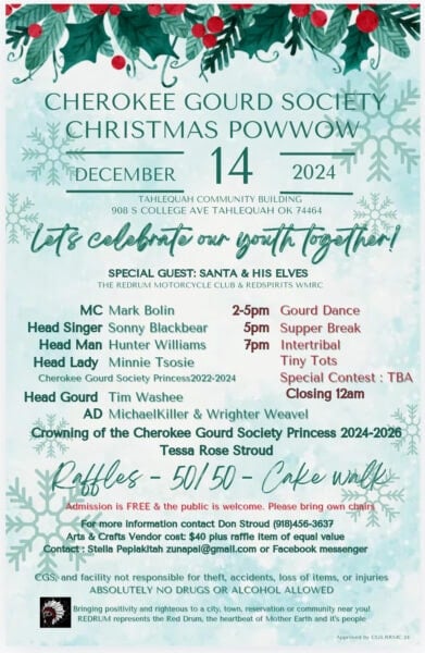 Cherokee Gourd Society Christmas Pow Wow 2024
