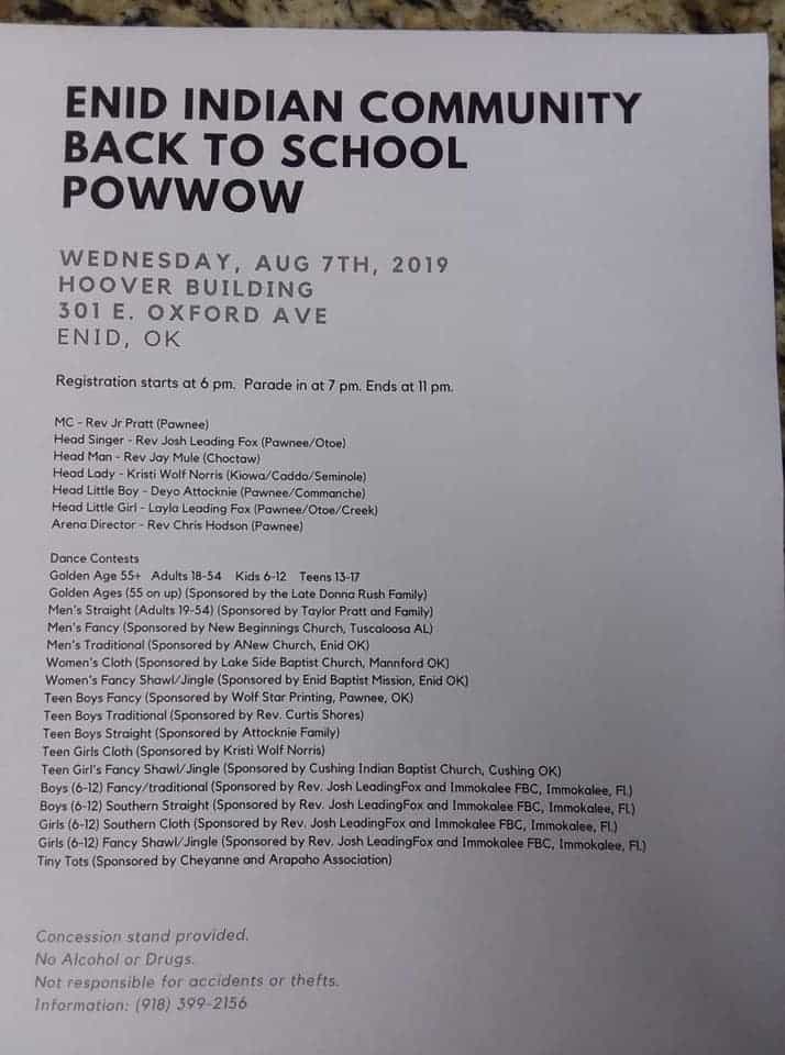 Enid Indian Community Back To School Pow Wow (2019)