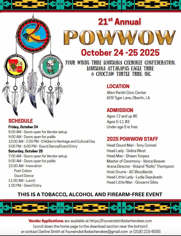 21st Annual Four Winds Tribe Louisiana Cherokee Confederation Pow Wow 2025