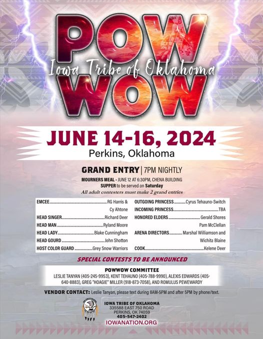 Iowa Tribe of Oklahoma 2024 Pow Wow Pow Wow Calendar