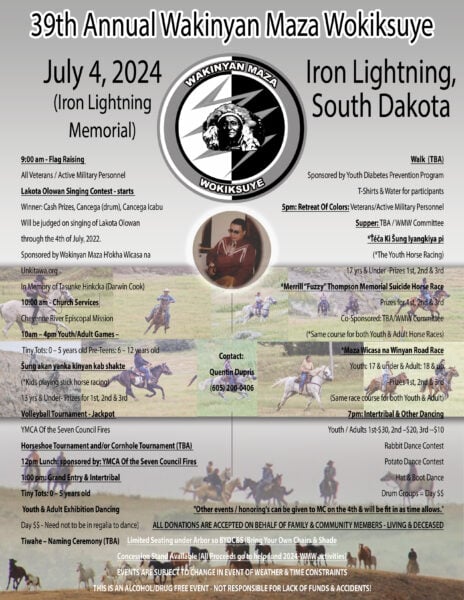 39th Annual Wakinyan Maza Wokiksuye (Iron Lightning Memorial) 2024