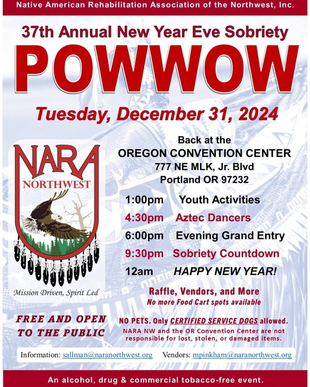 37th Annual New Year Eve Sobriety Pow Wow 2024