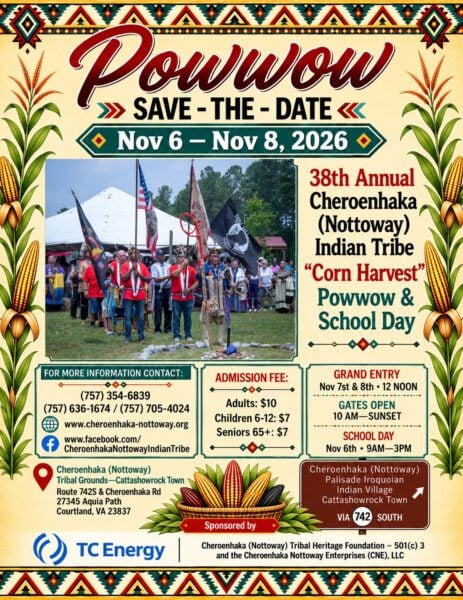 38th Cheroenhaka (Nottoway) Indian Tribe Corn Harvest Pow Wow & School Day 2026