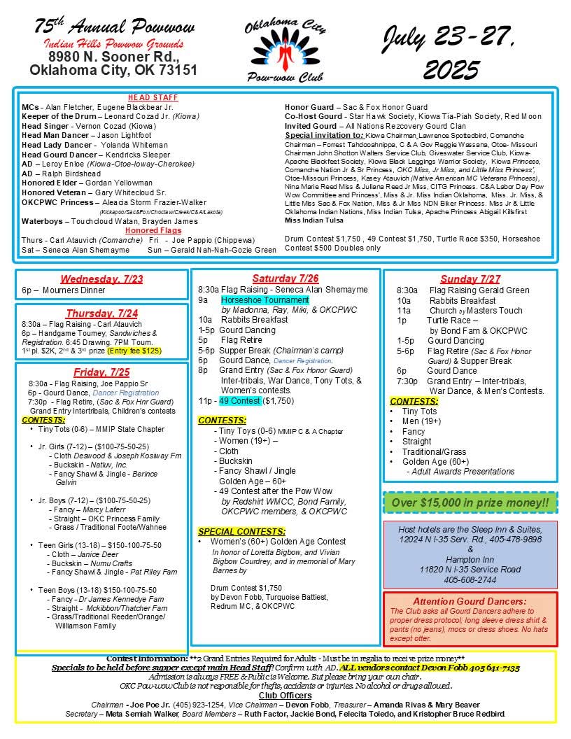 OKC Pow Wow Club 75th Annual Indian Hills Pow Wow 2025