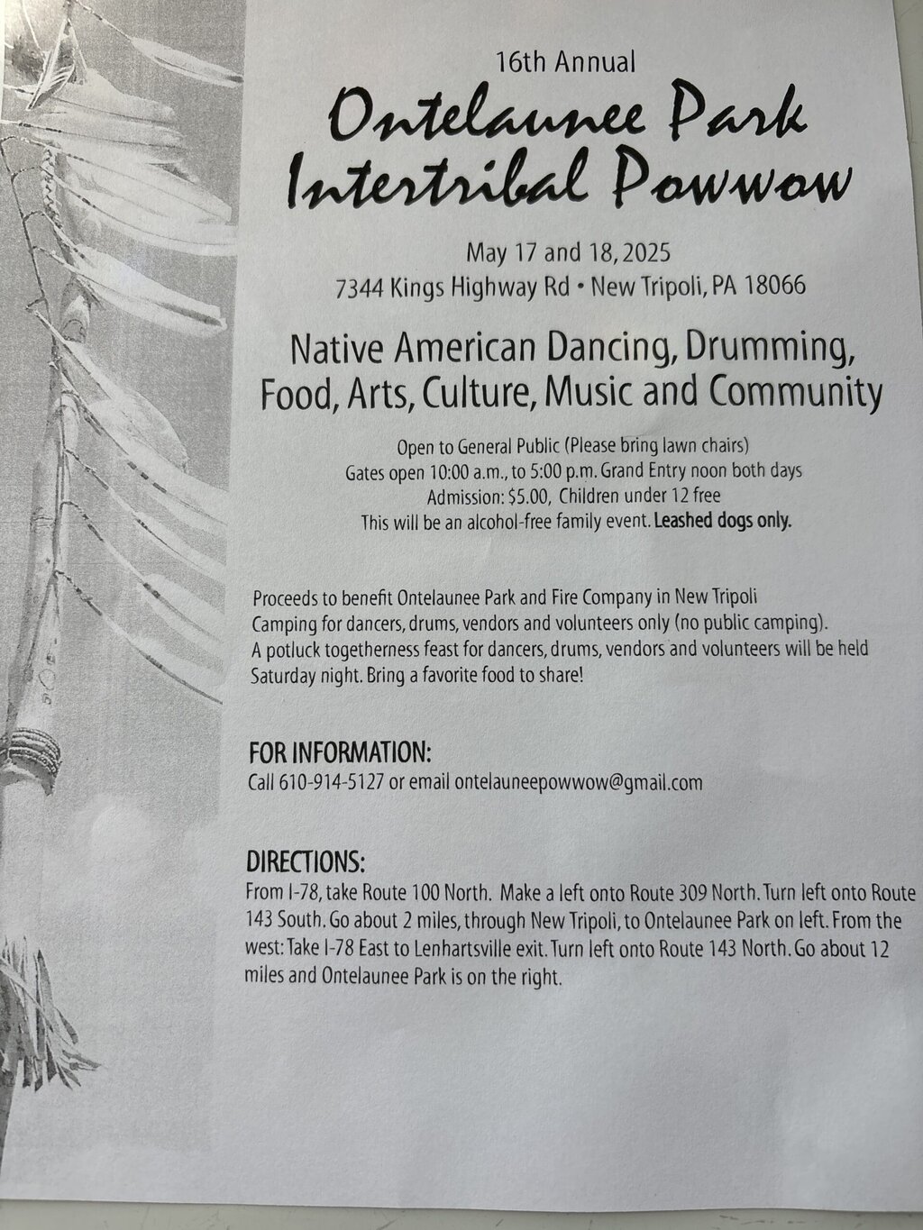 16th Annual Ontelaunee Park Intertribal Pow Wow 2025