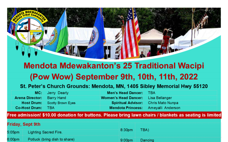 Mendota Mdewakanton’s 25th Annual Traditional Wacipi (Pow Wow) 2022