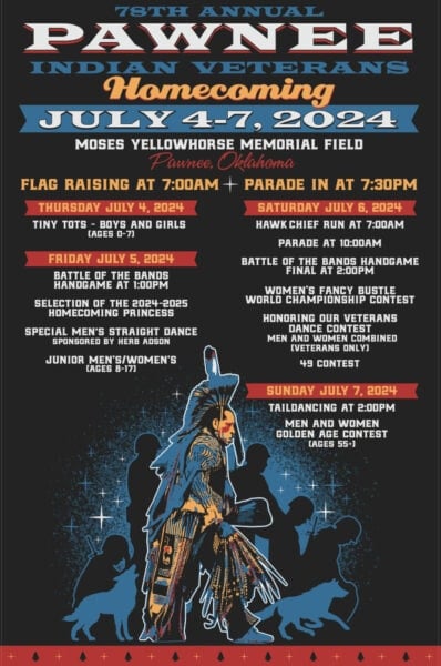 78th Annual Pawnee Indian Veterans Homecoming Pow Wow 2024
