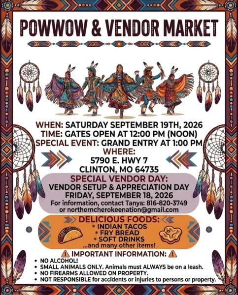 Northern Cherokee Nation Pow Wow & Vendor Market 2026