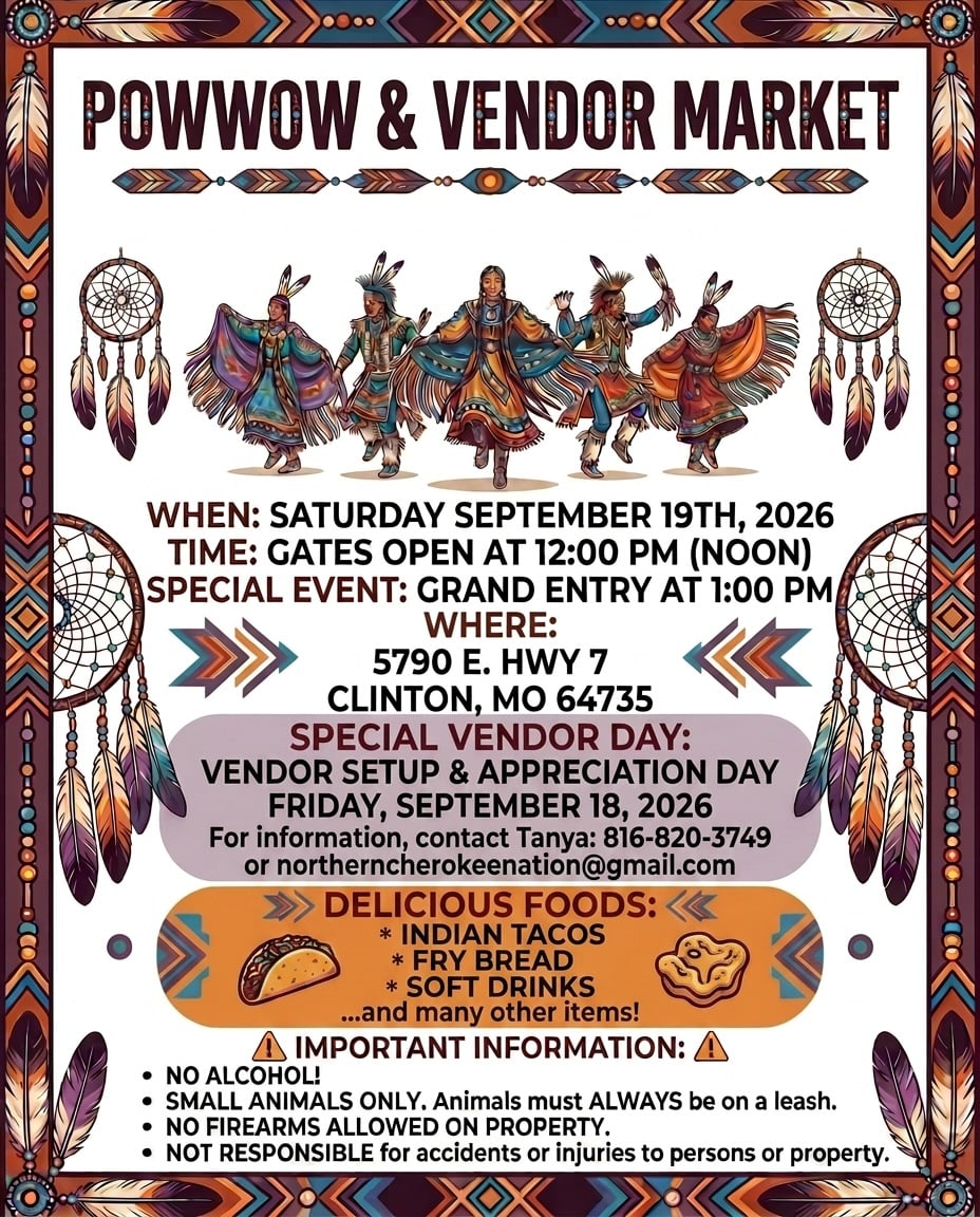 Northern Cherokee Nation Pow Wow & Vendor Market 2026
