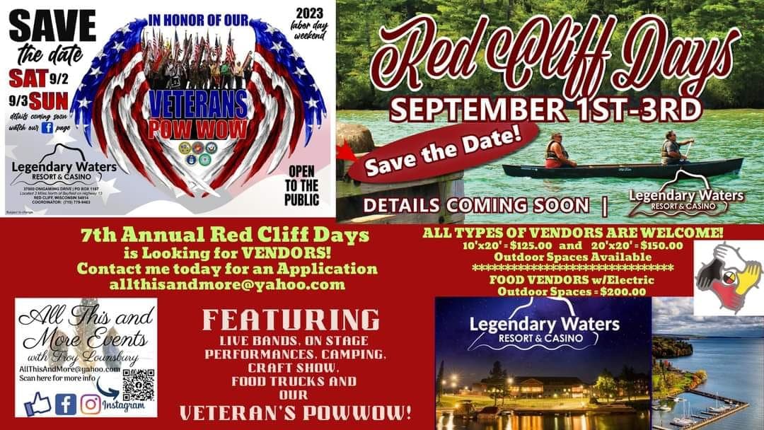 7th Annual Red Cliff Days & Veterans Pow Wow Sponsored by Troy Lounsbury 2023