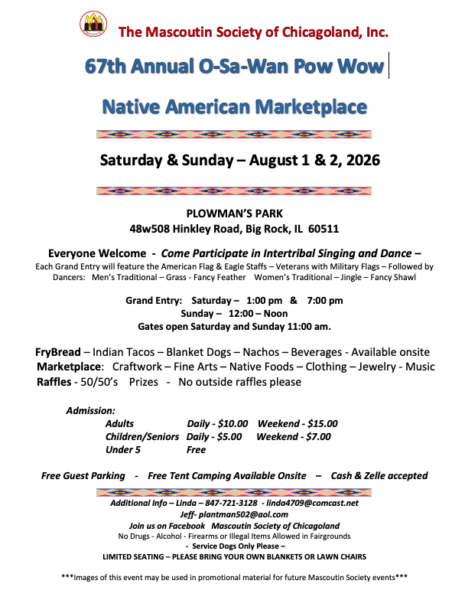 67th Annual O-Sa-Wan Pow Wow 2026