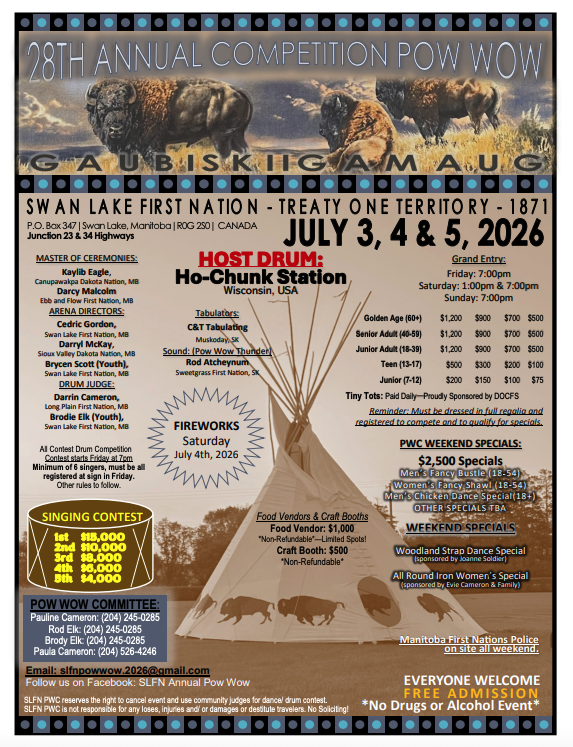 Swan Lake First Nation 28th Annual Competition Pow Wow 2026