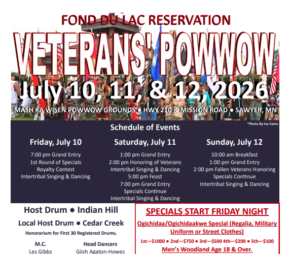 2026 Fond Du Lac Band Veterans Pow Wow