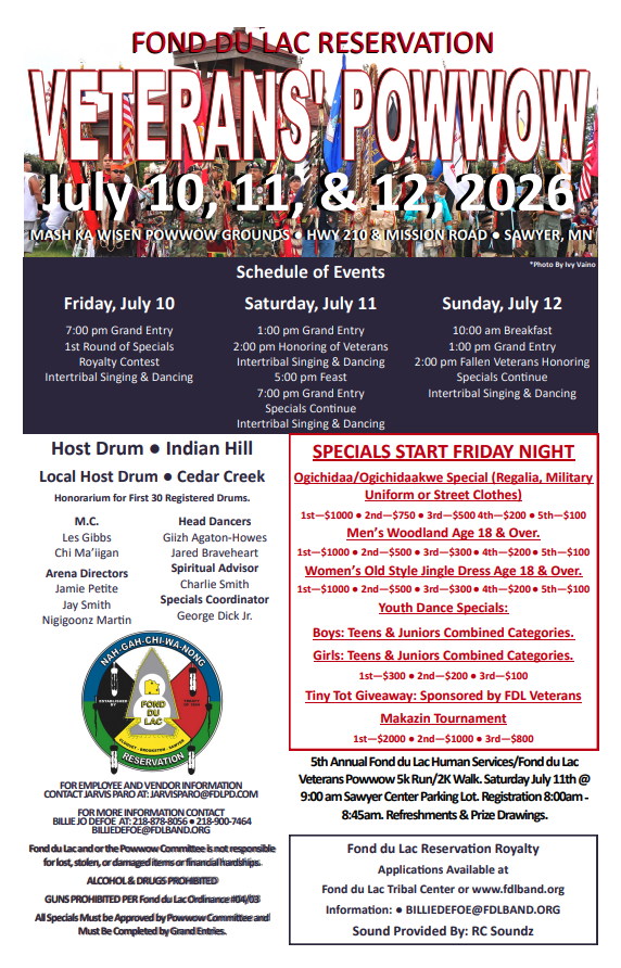 2026 Fond Du Lac Band Veterans Pow Wow