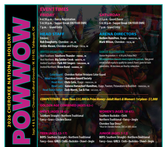 Cherokee National Holiday Pow Wow 2026