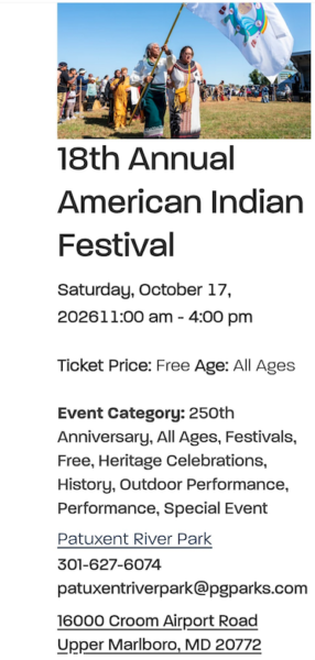 18th Annual American Indian Festival (Maryland) 2026