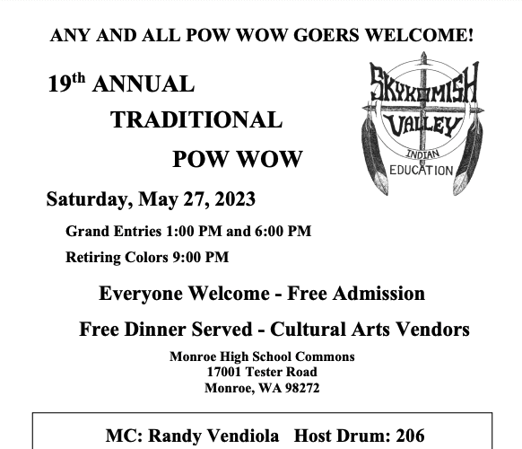 Skykomish Valley Indian 19th Annual Traditional Pow Wow 2023