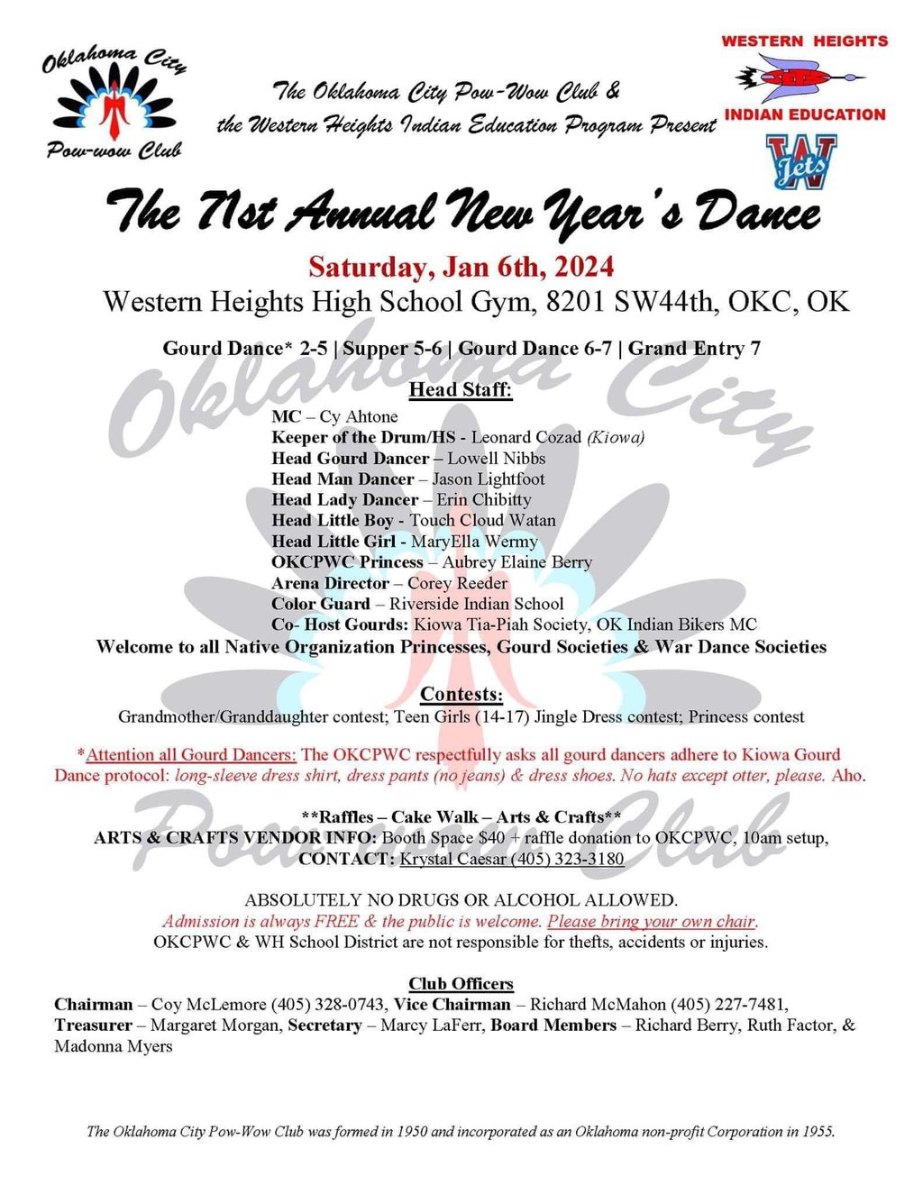 The 71st Annual New Year’s Dance OKC Pow Wow Club 2024 Pow Wow Calendar