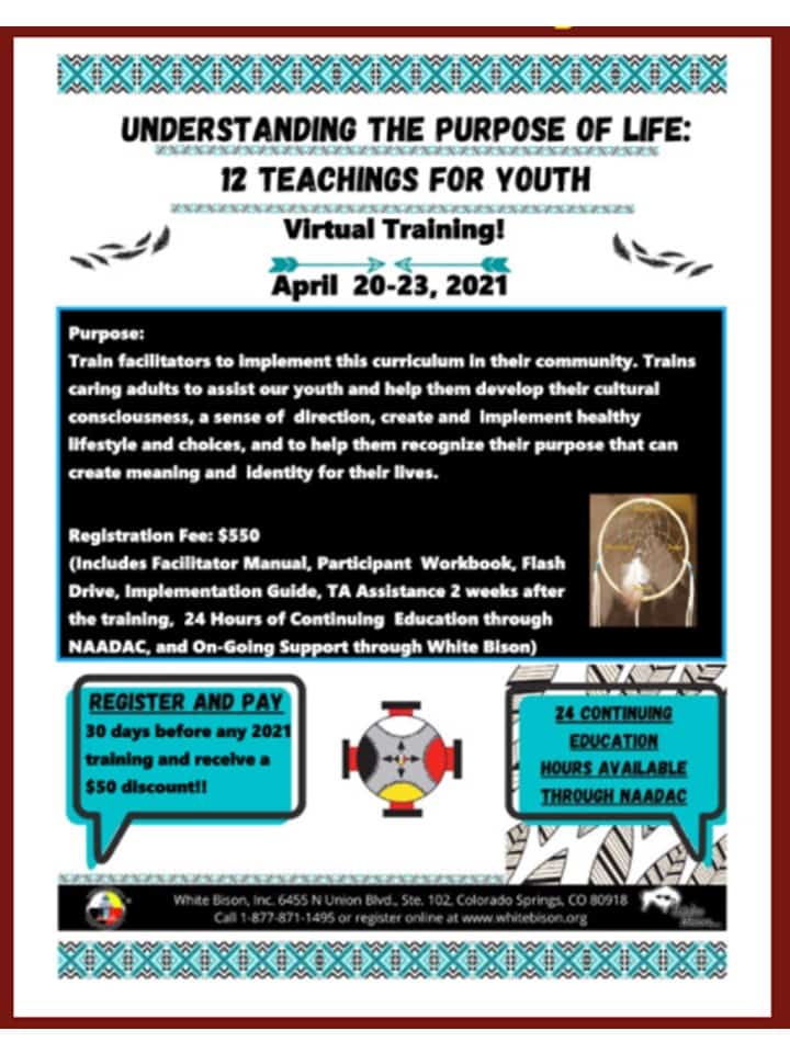 www.whitebison.org - Training - Understanding the Purpose of Life: 12 Teachings for Youth