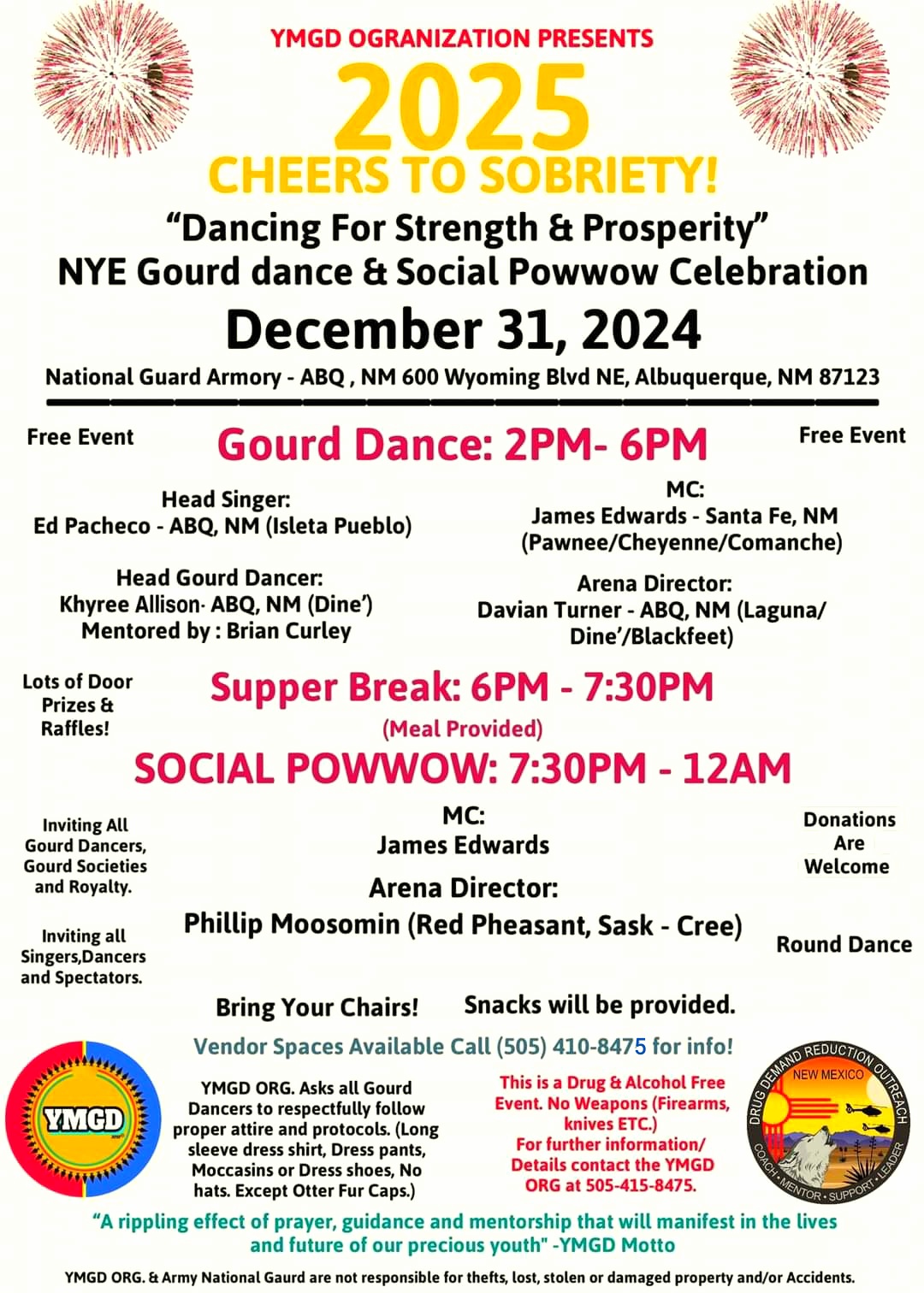 YMGD *Cheers to Sobriety* New Years Eve Gourd Dance & Social Pow Wow