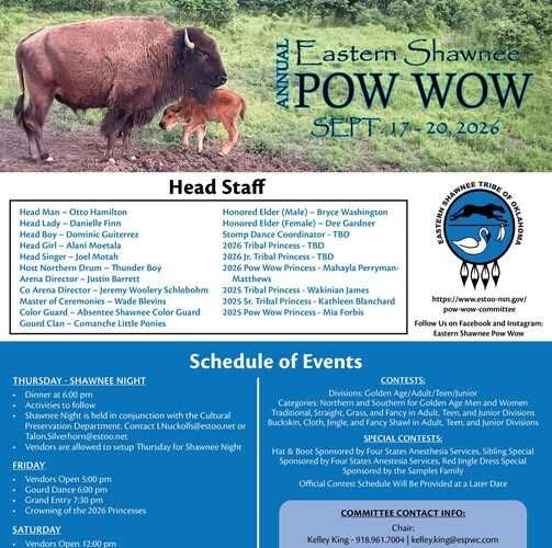 Eastern Shawnee Tribe of Oklahoma Annual Pow Wow 2026