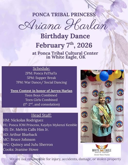 Ponca Tribal Princess Ariana Harlan Birthday Dance 2026