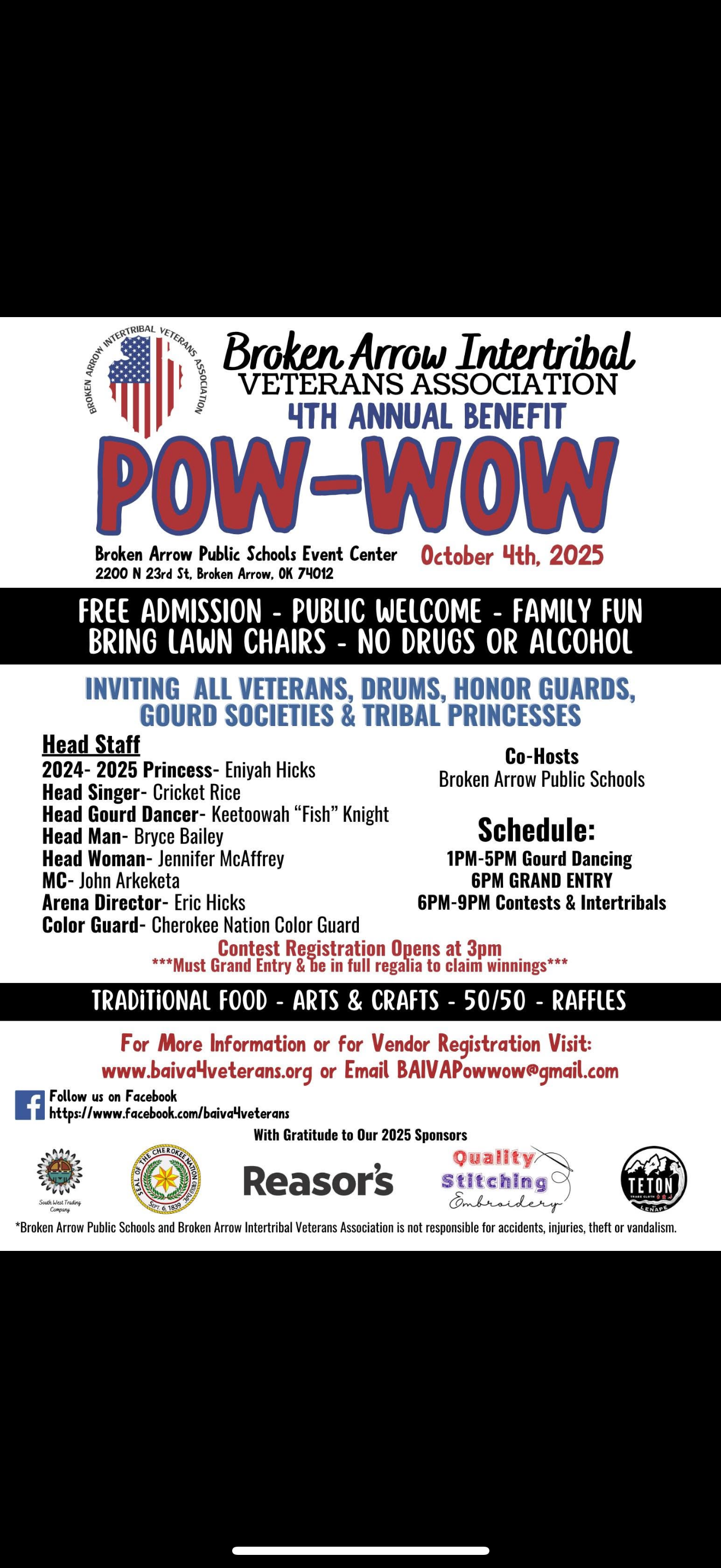 Broken Arrow Intertribal Veterans Association 4th Annual Benefit Pow Wow 2025