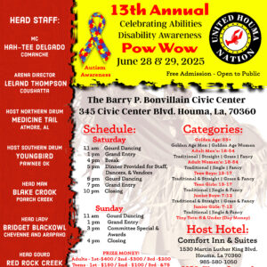 United Houma Nation 13th Annual Celebrating Abilities/Disabilities Awareness Pow Wow 2025