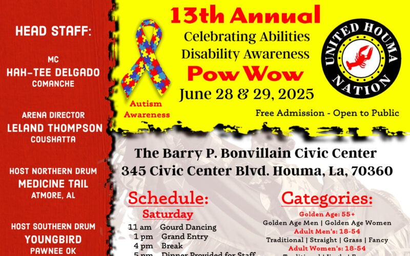 United Houma Nation 13th Annual Celebrating Abilities/Disabilities Awareness Pow Wow 2025