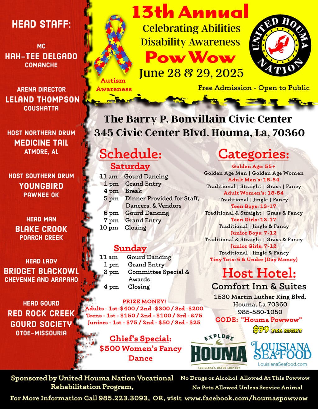 United Houma Nation 13th Annual Celebrating Abilities/Disabilities Awareness Pow Wow 2025