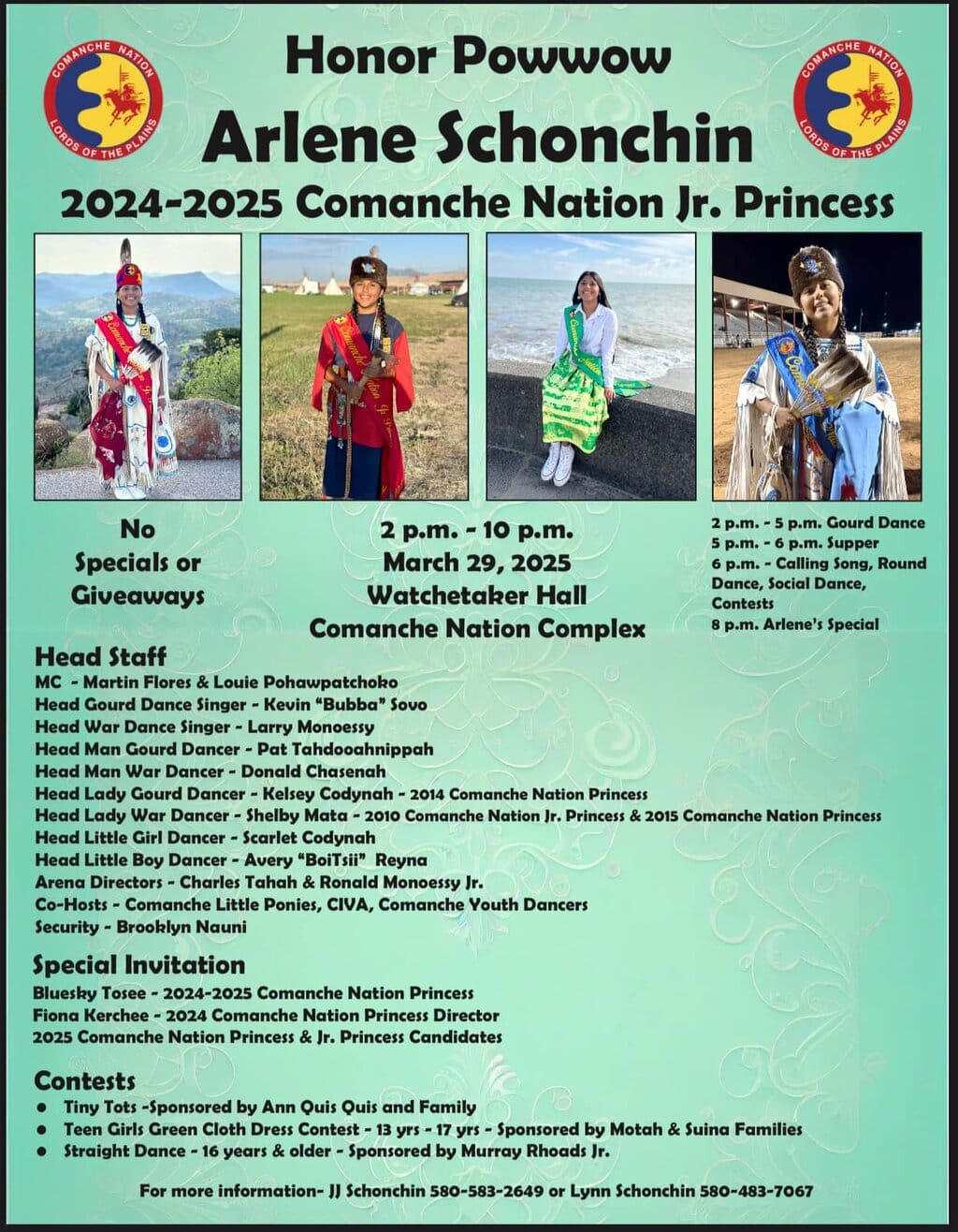 Honor Pow Wow Arlene Schonchin Comanche Nation Jr. Princess 2024-2025
