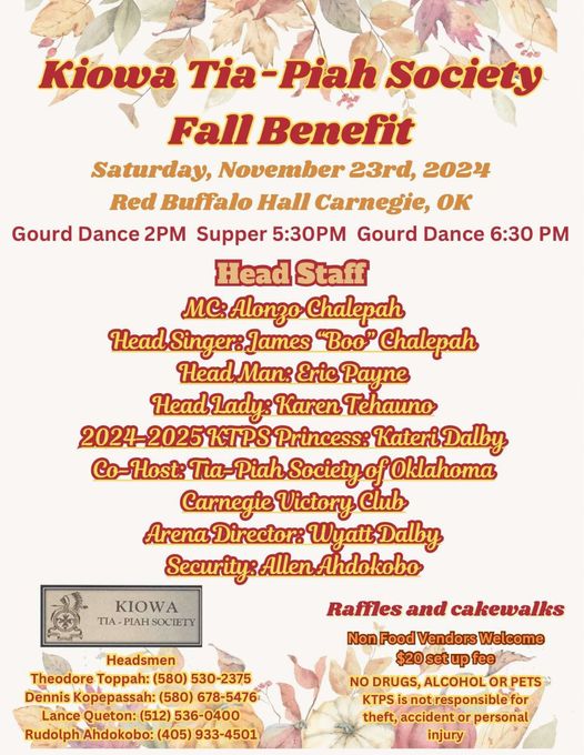 Kiowa Tia-Piah Society Fall Benefit