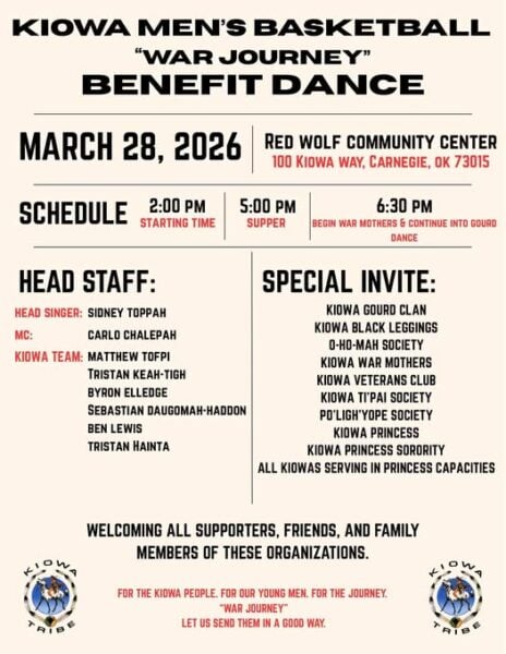 Kiowa Men’s Basketball War Journey Benefit Dance 2026
