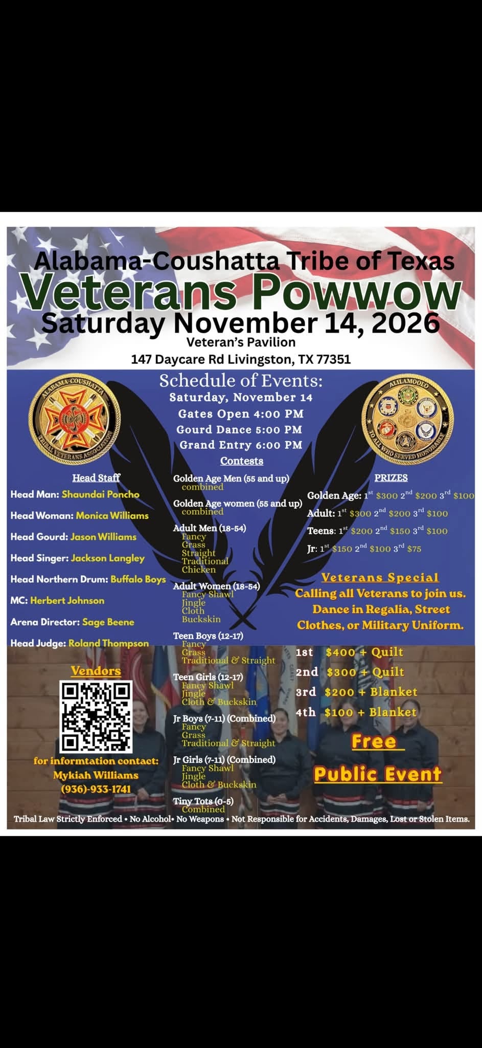Alabama-Coushatta Tribe of Texas Veterans Pow Wow 2026