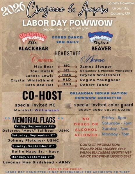 Cheyenne and Arapaho Labor Day Pow Wow 2026