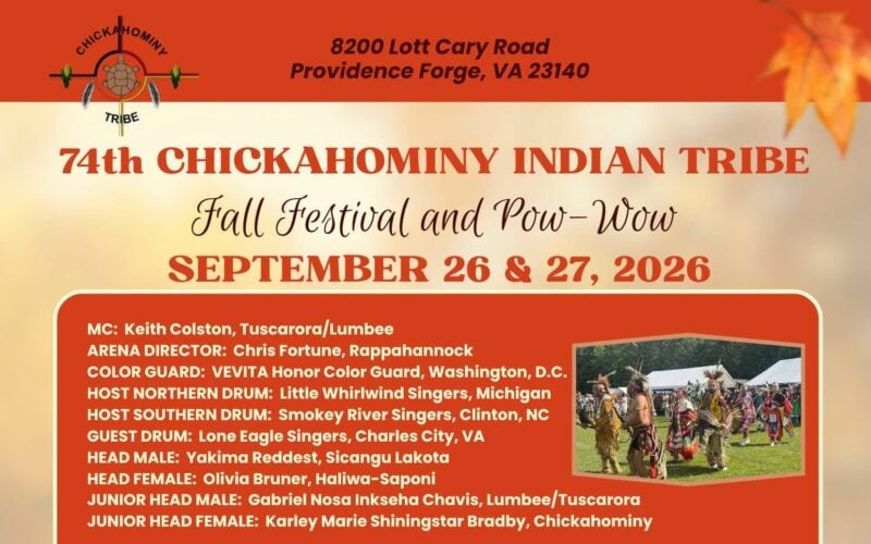 Chickahominy Indian Tribe 74th Annual Fall Festival & Pow Wow 2026