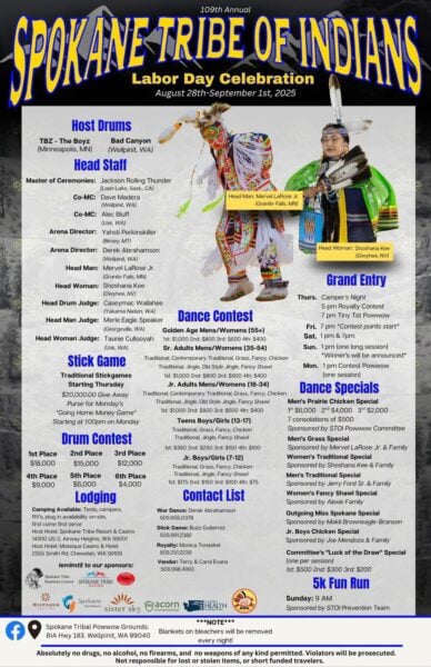 109th Annual Spokane Tribe of Indians Labor Day Celebration 2025 109th Annual Spokane Tribe of Indians Labor Day Celebration 2025