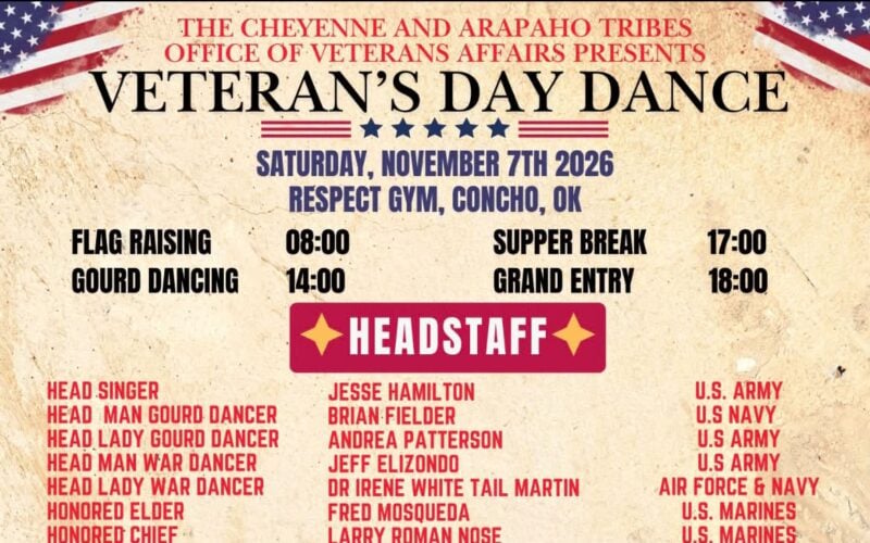Cheyenne & Arapaho Office of Veteran’s Affairs Veteran’s Day Dance 2026