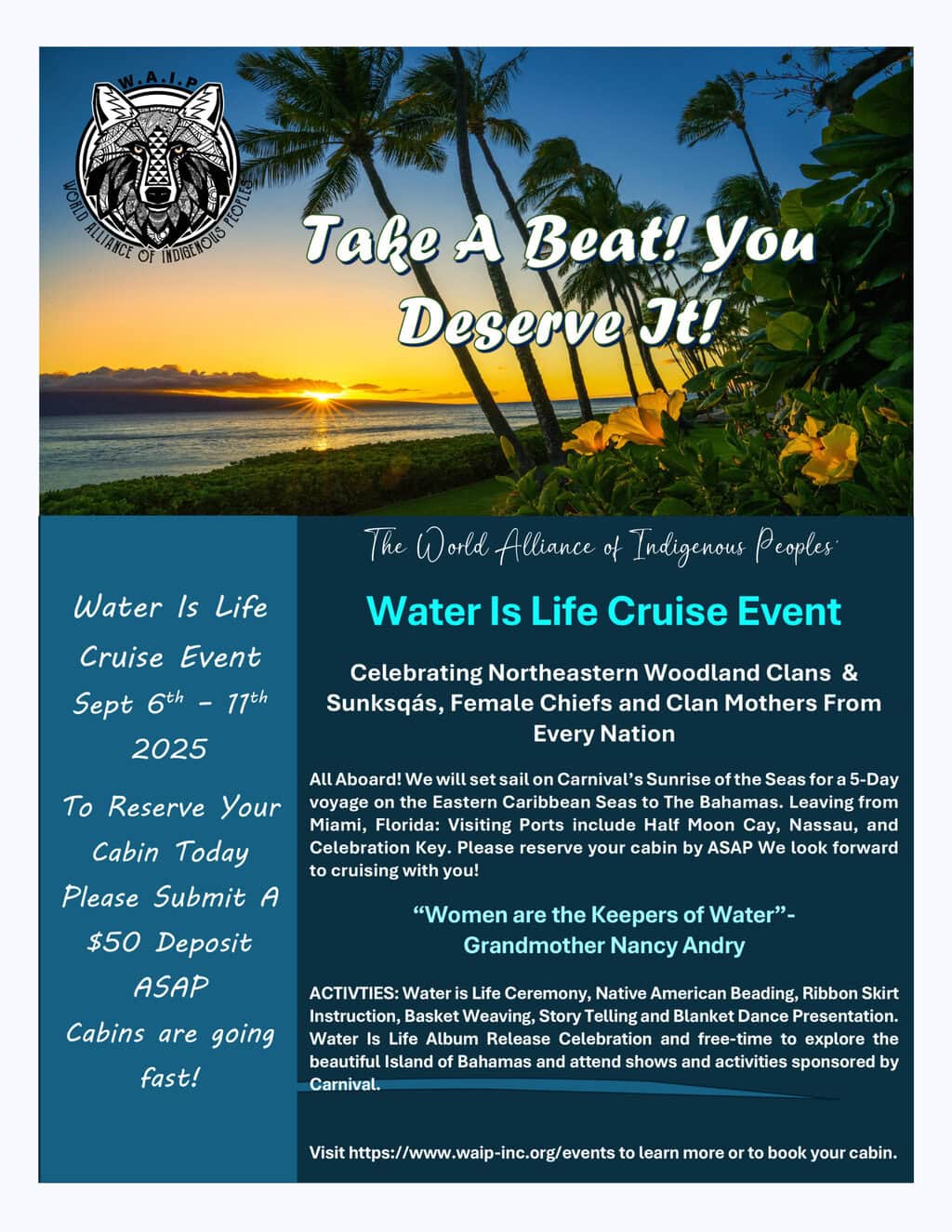 The Water Is Life Cruise: Celebrating Northeastern Woodland Clans, Sunksqás, Clan Mothers and Female Chiefs 2025