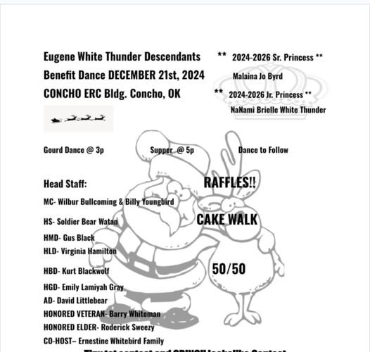 Eugene White Thunder Descendants Benefit Dance 2024